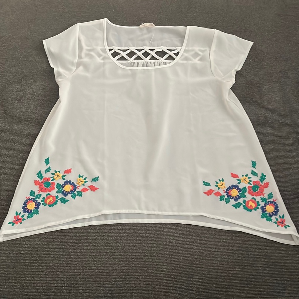 White Blouse with Flowers